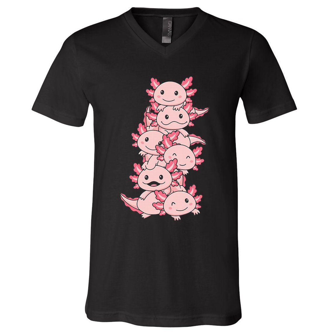 Axolotl Pile Cute Animals Kawaii Anime V-Neck T-Shirt