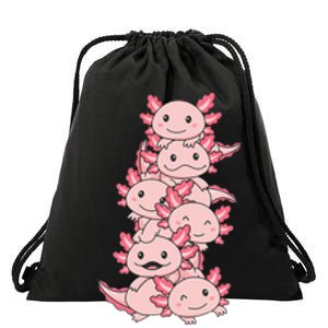 Axolotl Pile Cute Animals Kawaii Anime Drawstring Bag