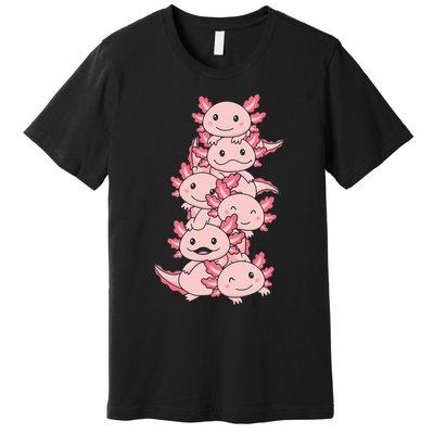 Axolotl Pile Cute Animals Kawaii Anime Premium T-Shirt