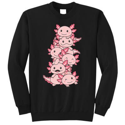 Axolotl Pile Cute Animals Kawaii Anime Tall Sweatshirt