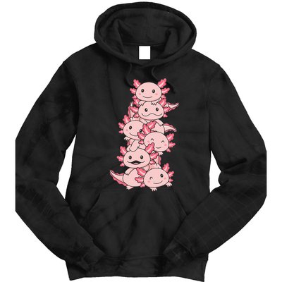 Axolotl Pile Cute Animals Kawaii Anime Tie Dye Hoodie