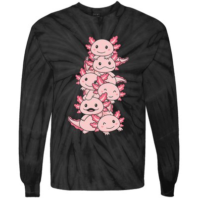 Axolotl Pile Cute Animals Kawaii Anime Tie-Dye Long Sleeve Shirt