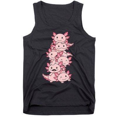 Axolotl Pile Cute Animals Kawaii Anime Tank Top