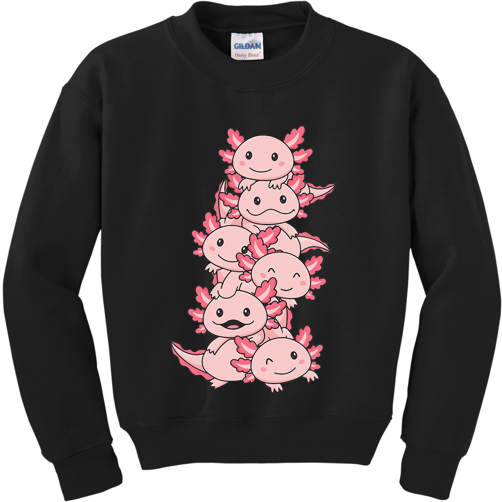 Axolotl Pile Cute Animals Kawaii Anime Kids Sweatshirt