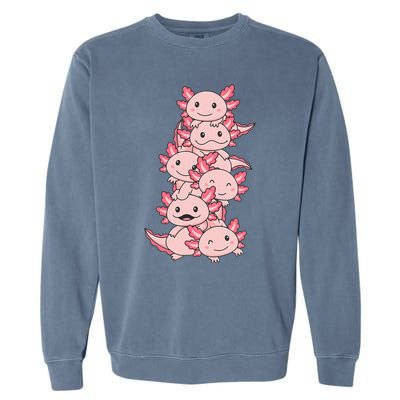 Axolotl Pile Cute Animals Kawaii Anime Garment-Dyed Sweatshirt