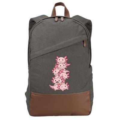 Axolotl Pile Cute Animals Kawaii Anime Cotton Canvas Backpack