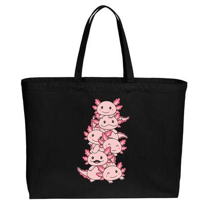 Axolotl Pile Cute Animals Kawaii Anime Cotton Canvas Jumbo Tote