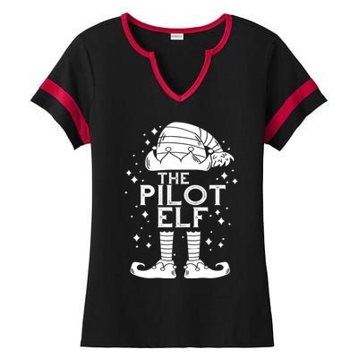 Aircraft Pilot Christmas Airplane Aviator The Pilot Elf Gift Ladies Halftime Notch Neck Tee