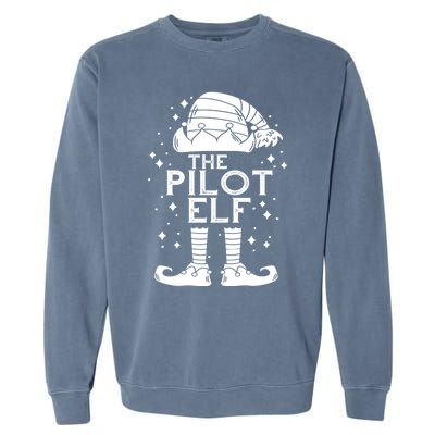 Aircraft Pilot Christmas Airplane Aviator The Pilot Elf Gift Garment-Dyed Sweatshirt