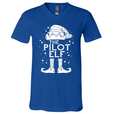 Aircraft Pilot Christmas Airplane Aviator The Pilot Elf Gift V-Neck T-Shirt