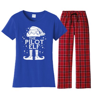 Aircraft Pilot Christmas Airplane Aviator The Pilot Elf Gift Women's Flannel Pajama Set