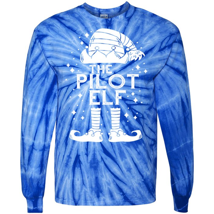 Aircraft Pilot Christmas Airplane Aviator The Pilot Elf Gift Tie-Dye Long Sleeve Shirt