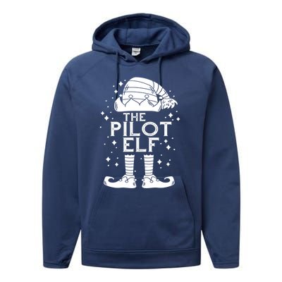 Aircraft Pilot Christmas Airplane Aviator The Pilot Elf Gift Performance Fleece Hoodie