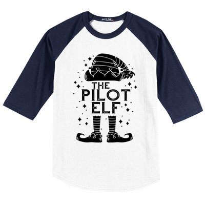 Aircraft Pilot Christmas Airplane Aviator The Pilot Elf Gift Baseball Sleeve Shirt