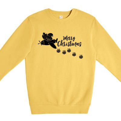 Aircraft Pilot Christmas Xmas Airplane Merry Christmas Gift Premium Crewneck Sweatshirt