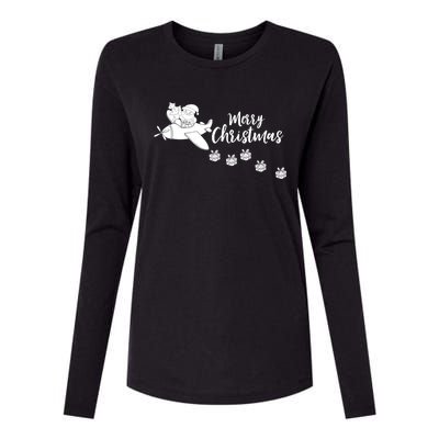 Aircraft Pilot Christmas Xmas Airplane Merry Christmas Gift Womens Cotton Relaxed Long Sleeve T-Shirt