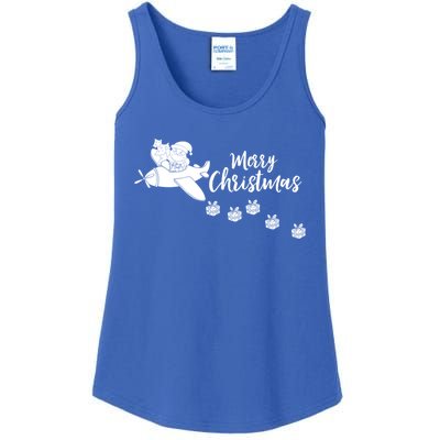 Aircraft Pilot Christmas Xmas Airplane Merry Christmas Gift Ladies Essential Tank