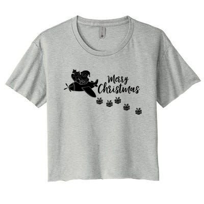 Aircraft Pilot Christmas Xmas Airplane Merry Christmas Gift Women's Crop Top Tee