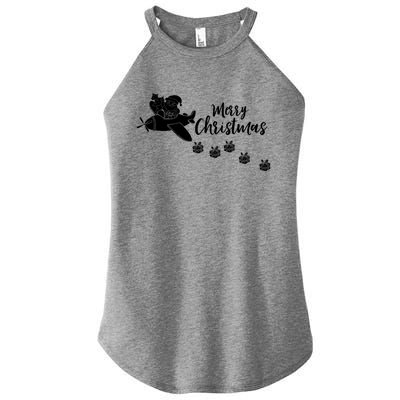 Aircraft Pilot Christmas Xmas Airplane Merry Christmas Gift Women’s Perfect Tri Rocker Tank