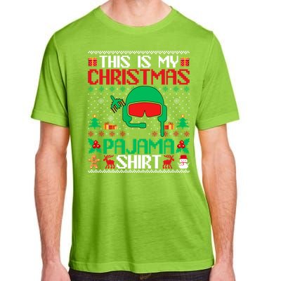 Airline Pilot Christmas Pajama Gift Airplane Pilot Xmas Gift Adult ChromaSoft Performance T-Shirt