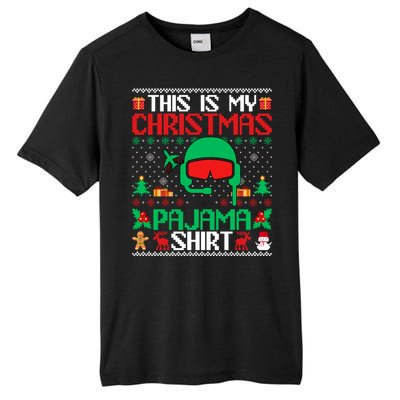 Airline Pilot Christmas Pajama Gift Airplane Pilot Xmas Gift Tall Fusion ChromaSoft Performance T-Shirt