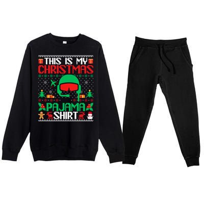 Airline Pilot Christmas Pajama Gift Airplane Pilot Xmas Gift Premium Crewneck Sweatsuit Set