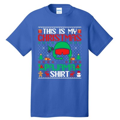 Airline Pilot Christmas Pajama Gift Airplane Pilot Xmas Gift Tall T-Shirt