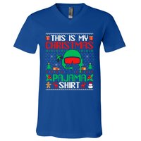 Airline Pilot Christmas Pajama Gift Airplane Pilot Xmas Gift V-Neck T-Shirt