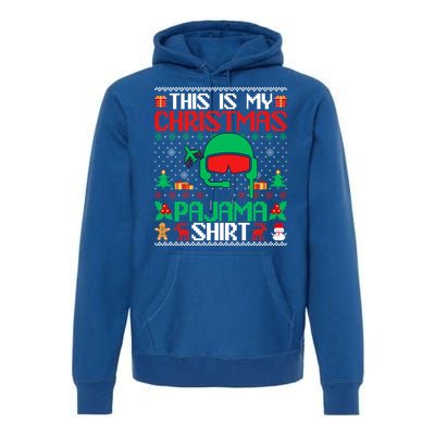 Airline Pilot Christmas Pajama Gift Airplane Pilot Xmas Gift Premium Hoodie