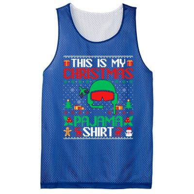 Airline Pilot Christmas Pajama Gift Airplane Pilot Xmas Gift Mesh Reversible Basketball Jersey Tank