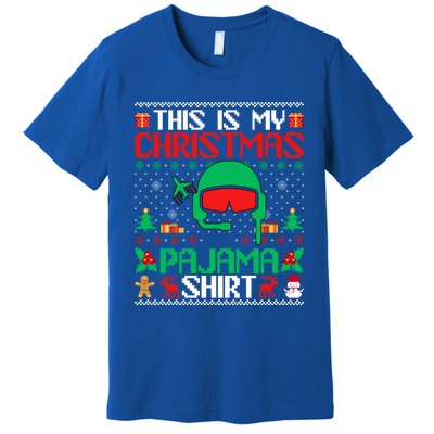 Airline Pilot Christmas Pajama Gift Airplane Pilot Xmas Gift Premium T-Shirt