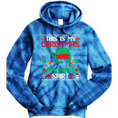 Airline Pilot Christmas Pajama Gift Airplane Pilot Xmas Gift Tie Dye Hoodie