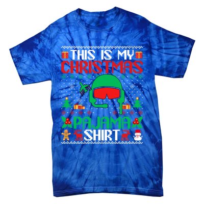 Airline Pilot Christmas Pajama Gift Airplane Pilot Xmas Gift Tie-Dye T-Shirt