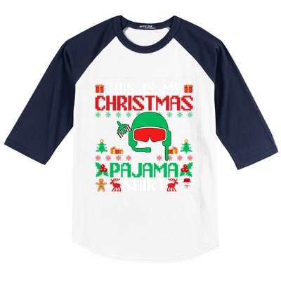 Airline Pilot Christmas Pajama Gift Airplane Pilot Xmas Gift Baseball Sleeve Shirt