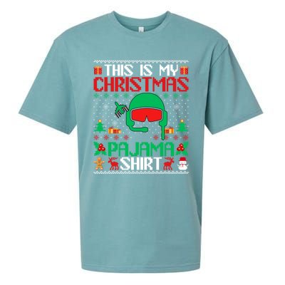 Airline Pilot Christmas Pajama Gift Airplane Pilot Xmas Gift Sueded Cloud Jersey T-Shirt