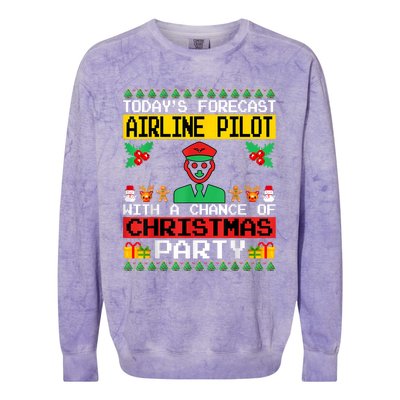 Airline Pilot Christmas Party Airplane Pilot Xmas Ugly Style Funny Gift Colorblast Crewneck Sweatshirt