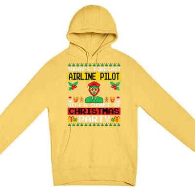 Airline Pilot Christmas Party Airplane Pilot Xmas Ugly Style Funny Gift Premium Pullover Hoodie