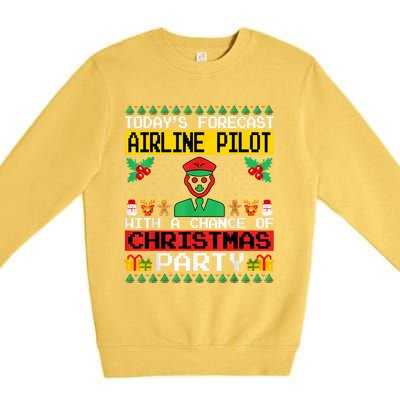 Airline Pilot Christmas Party Airplane Pilot Xmas Ugly Style Funny Gift Premium Crewneck Sweatshirt