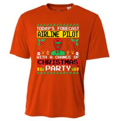 Airline Pilot Christmas Party Airplane Pilot Xmas Ugly Style Funny Gift Cooling Performance Crew T-Shirt