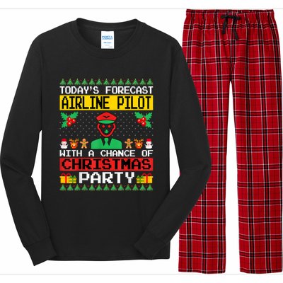 Airline Pilot Christmas Party Airplane Pilot Xmas Ugly Style Funny Gift Long Sleeve Pajama Set