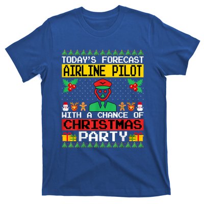 Airline Pilot Christmas Party Airplane Pilot Xmas Ugly Style Funny Gift T-Shirt