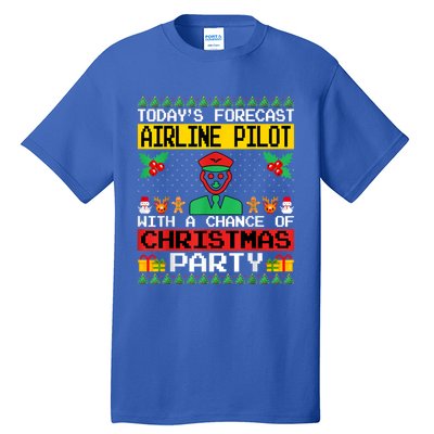 Airline Pilot Christmas Party Airplane Pilot Xmas Ugly Style Funny Gift Tall T-Shirt