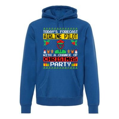 Airline Pilot Christmas Party Airplane Pilot Xmas Ugly Style Funny Gift Premium Hoodie