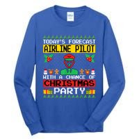 Airline Pilot Christmas Party Airplane Pilot Xmas Ugly Style Funny Gift Tall Long Sleeve T-Shirt