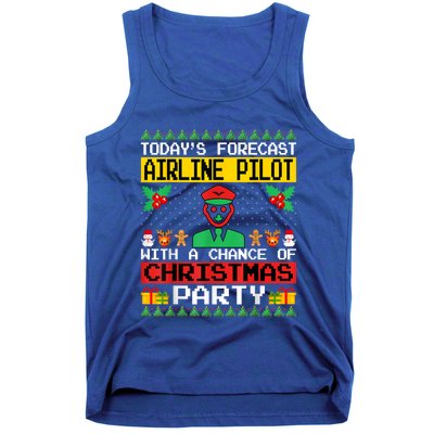 Airline Pilot Christmas Party Airplane Pilot Xmas Ugly Style Funny Gift Tank Top