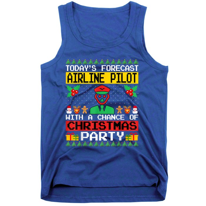 Airline Pilot Christmas Party Airplane Pilot Xmas Ugly Style Funny Gift Tank Top