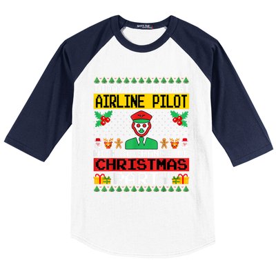 Airline Pilot Christmas Party Airplane Pilot Xmas Ugly Style Funny Gift Baseball Sleeve Shirt