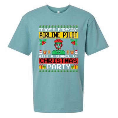 Airline Pilot Christmas Party Airplane Pilot Xmas Ugly Style Funny Gift Sueded Cloud Jersey T-Shirt