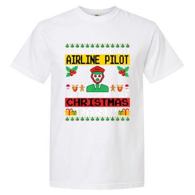 Airline Pilot Christmas Party Airplane Pilot Xmas Ugly Style Funny Gift Garment-Dyed Heavyweight T-Shirt