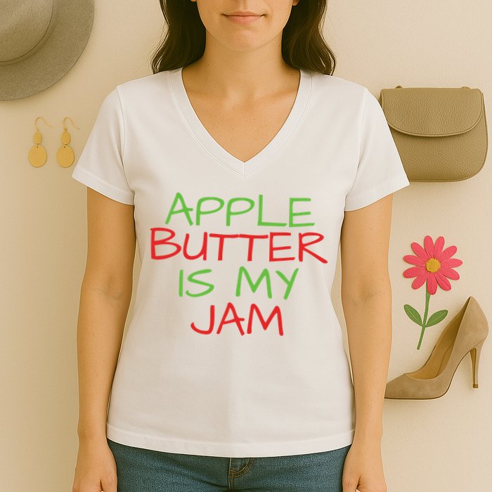 Apple Picking Crew Fall Family Outfit Autumn Fall Apple Lover Apple Picking Women's V-Neck T-Shirt